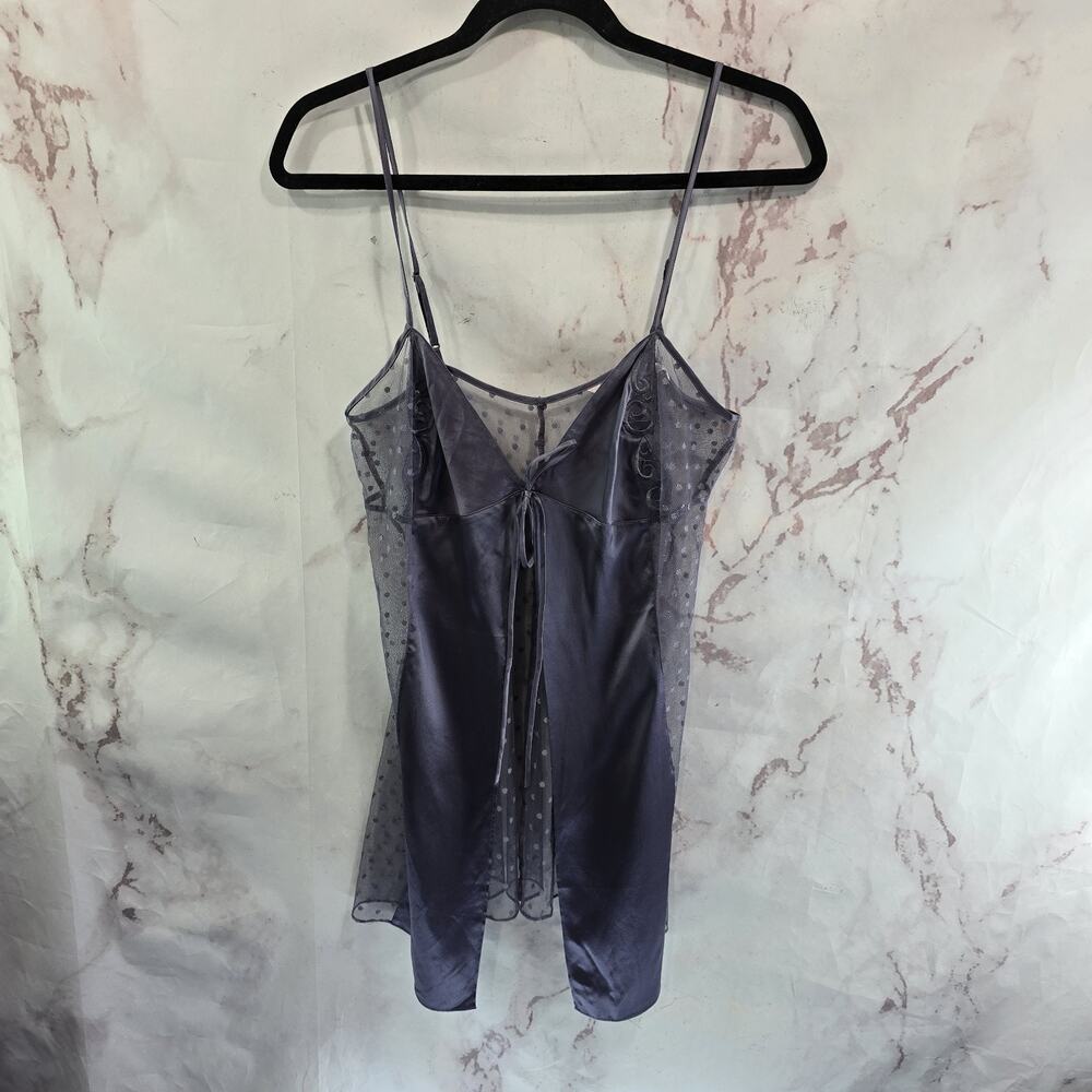 Victorias Secret Nightie Womens Medium Purple Lace Babydoll Vintage Dot Satin